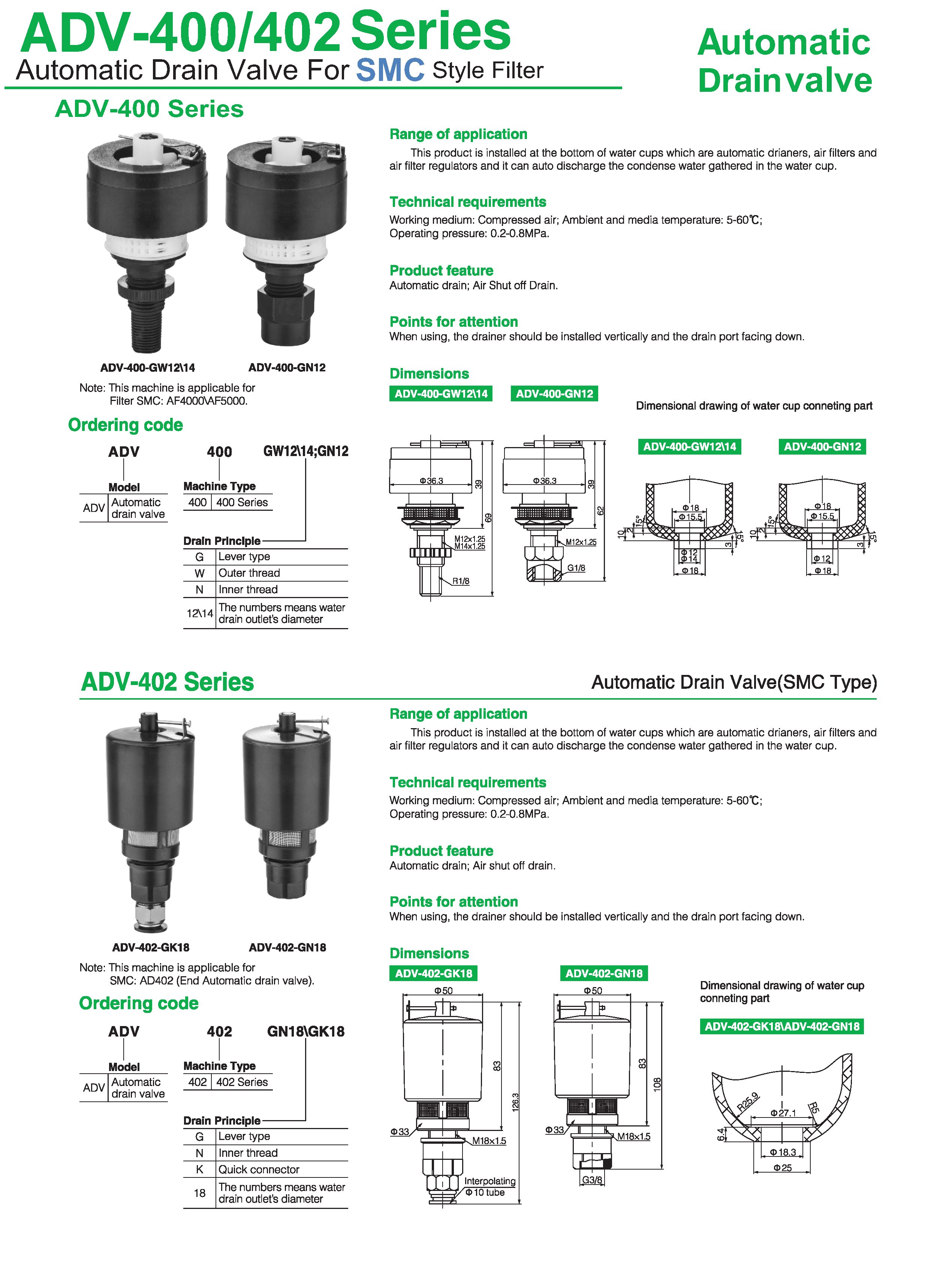 ADV400/402 Series Automatic Drain Valve Buy ADV400/402 Series